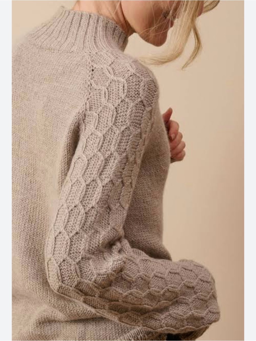Olive & Oak Ribbed Mock Neck Sweater - Beige